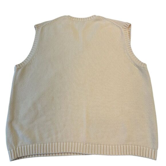 Land's End Women's Preppy Coastal Butter Yellow Knit V Neck Vest, XL - Picture 2 of 7